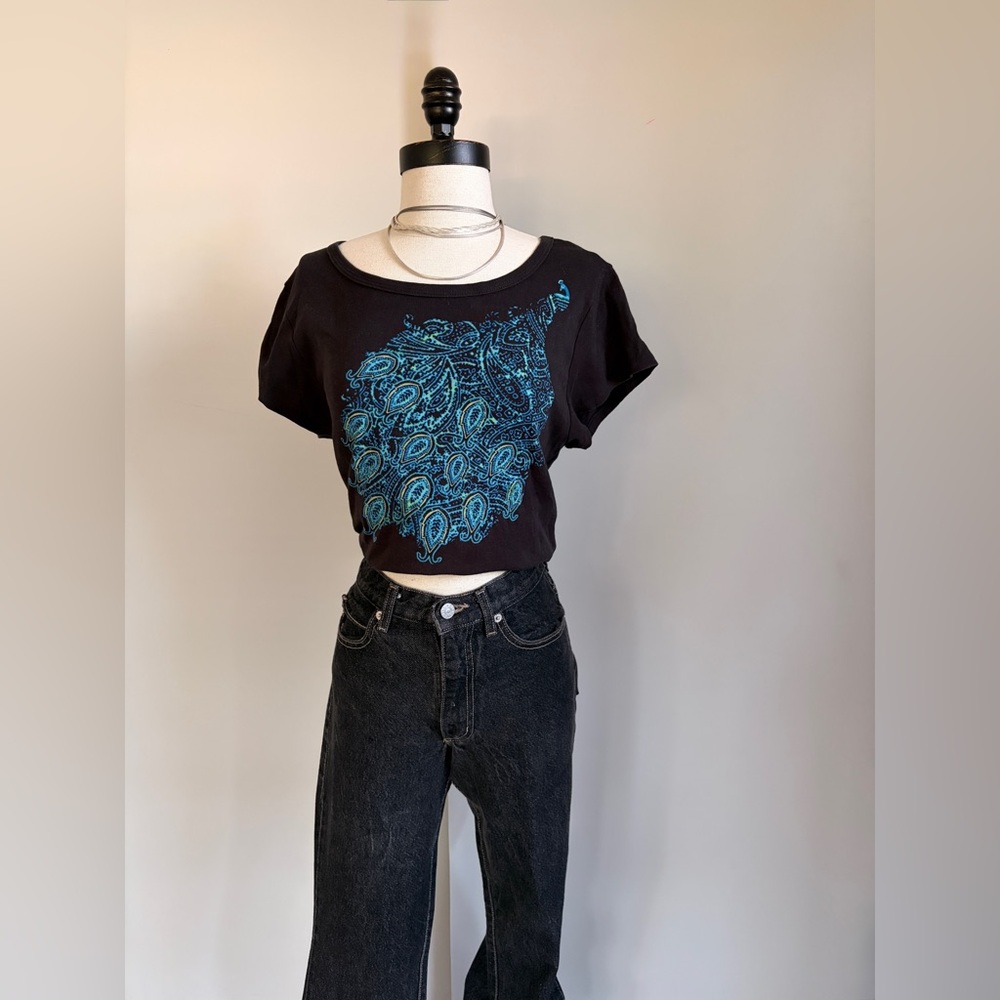 Y2K Peacock Graphic Cotton Tee